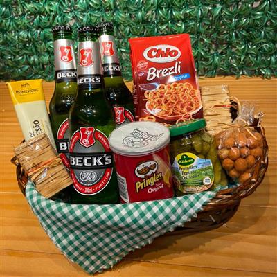 Imagem Cesta de cervejas e petiscos